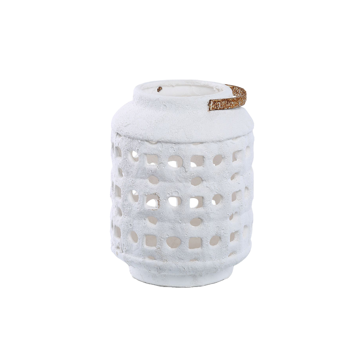 House8th Minimalist White Hollow Ceramic Vase – Textured Pottery Flower Holder for Modern Homes & Show Flats