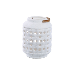 House8th Minimalist White Hollow Ceramic Vase – Textured Pottery Flower Holder for Modern Homes & Show Flats