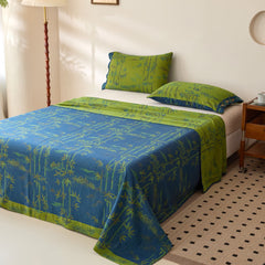 Retro Bamboo Jacquard Cotton Coverlet – Reversible, Breathable & Naturally Elegant
