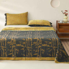 Bamboo Print Cotton Gauze Yarn-dyed Reversible Coverlet