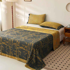 Bamboo Print Cotton Gauze Yarn-dyed Reversible Coverlet