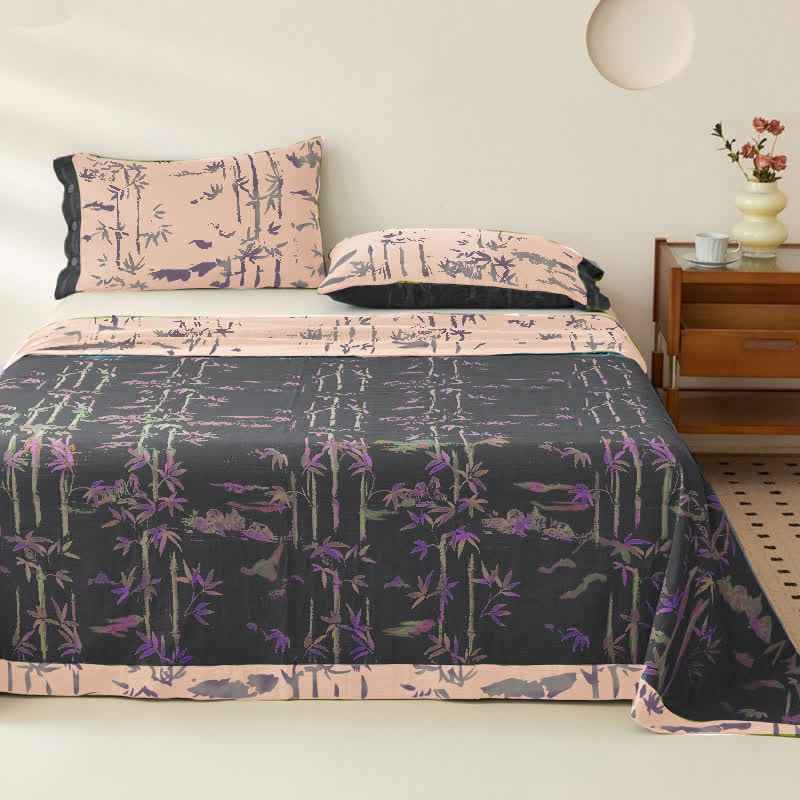 Bamboo Print Cotton Gauze Yarn-dyed Reversible Coverlet