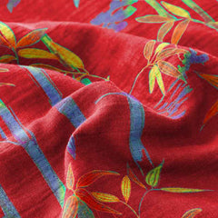 Bamboo Print Cotton Gauze Yarn-dyed Reversible Coverlet