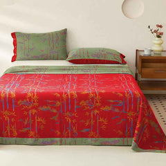 Bamboo Print Cotton Gauze Yarn-dyed Reversible Coverlet