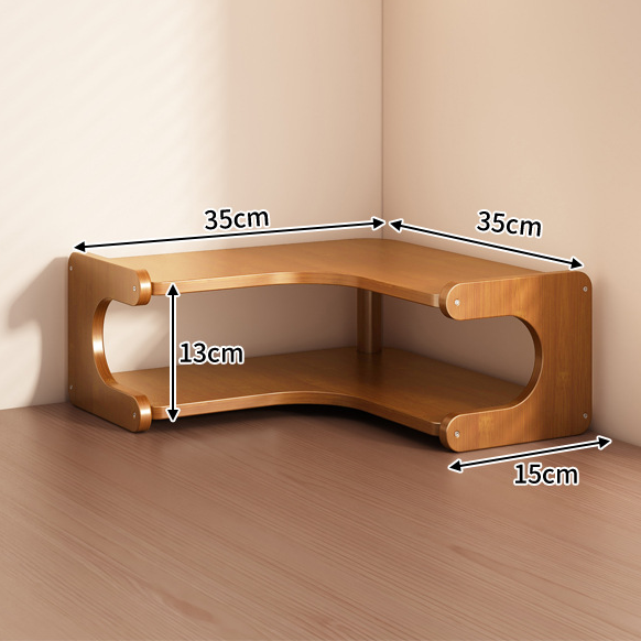 Curved Corner Wooden Shelf – 2/3 Tier Space-Saving Organizer