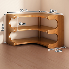 Curved Corner Wooden Shelf – 2/3 Tier Space-Saving Organizer
