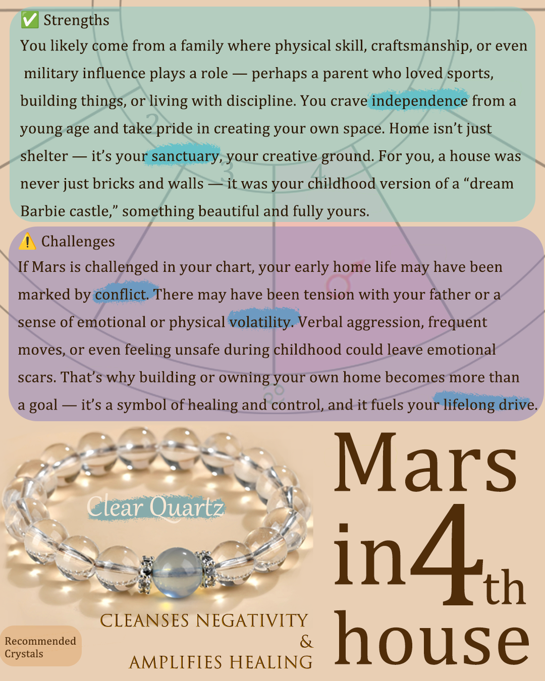 Clear Quartz Bracelet for Inner Peace | Mars in 4th House Support