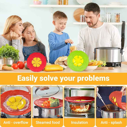Spill Stopper Lid Cover.2Pcs Silicone Pan Lid 10&11.5 Splatter Guard Pots Boil Over Safeguard Multi-Function Kitchen Tool Kitchen Gadgets (Green.Red)