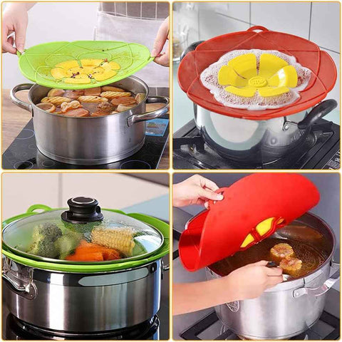 Spill Stopper Lid Cover.2Pcs Silicone Pan Lid 10&11.5 Splatter Guard Pots Boil Over Safeguard Multi-Function Kitchen Tool Kitchen Gadgets (Green.Red)
