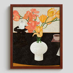 House8th Red Solid Wood Framed Art Print – Museum-Grade Canvas with Organic Glass
