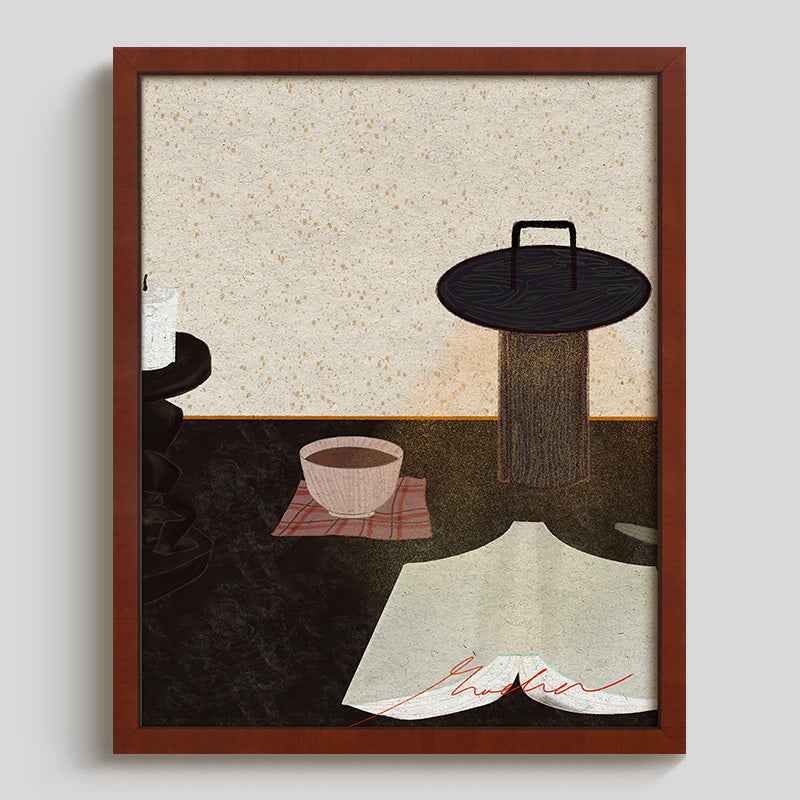 House8th Red Solid Wood Framed Art Print – Museum-Grade Canvas with Organic Glass