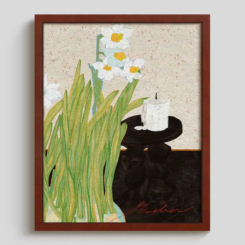 House8th Red Solid Wood Framed Art Print – Museum-Grade Canvas with Organic Glass