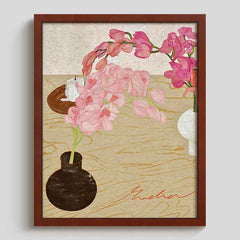 House8th Red Solid Wood Framed Art Print – Museum-Grade Canvas with Organic Glass