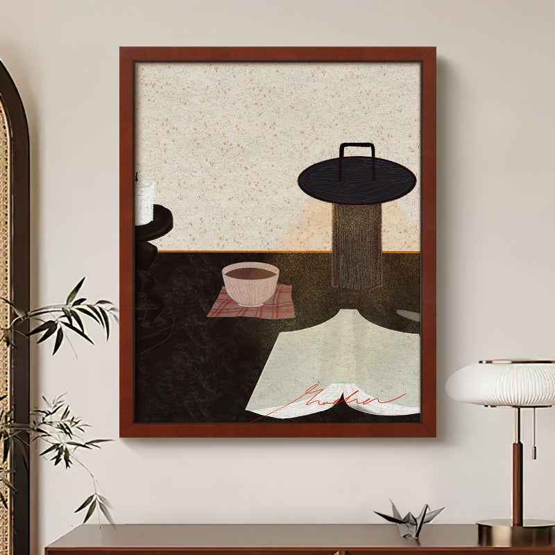 House8th Red Solid Wood Framed Art Print – Museum-Grade Canvas with Organic Glass
