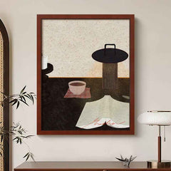 House8th Red Solid Wood Framed Art Print – Museum-Grade Canvas with Organic Glass