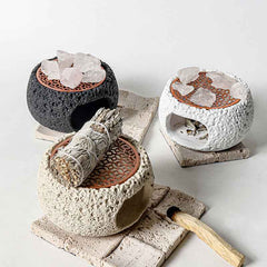 Sacred Cement Incense Burner – Crystal Cleansing & Smudging Tool with White Sage, Palo Santo & Cedar
